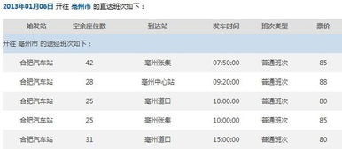 从亳州到合肥的汽车票价，经济实惠的选择